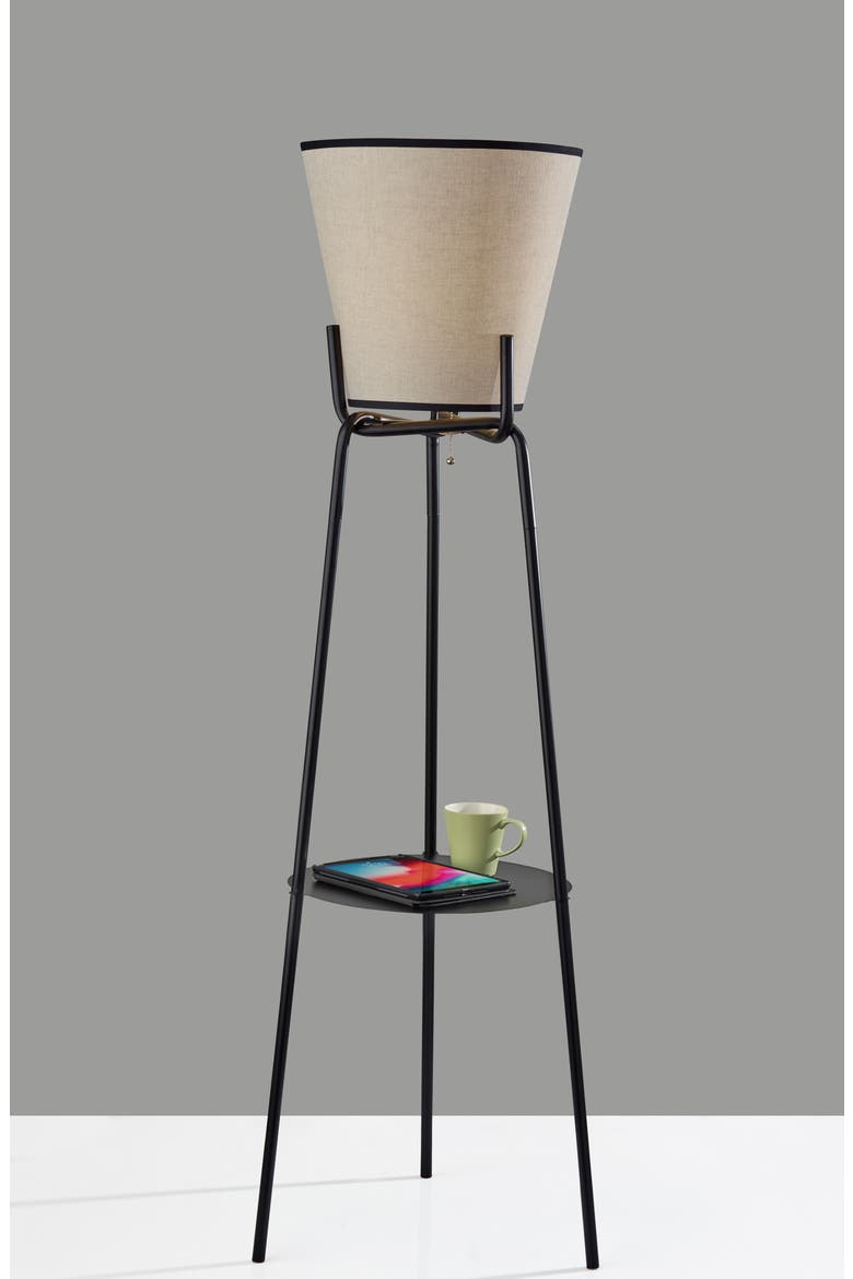 Zeek Shelf Floor Lamp, Alternate, color, BLACK