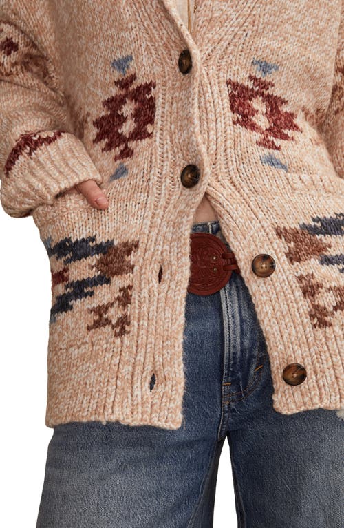 Lucky Brand Santa Fe Intarsia Horse Cardigan In Multi