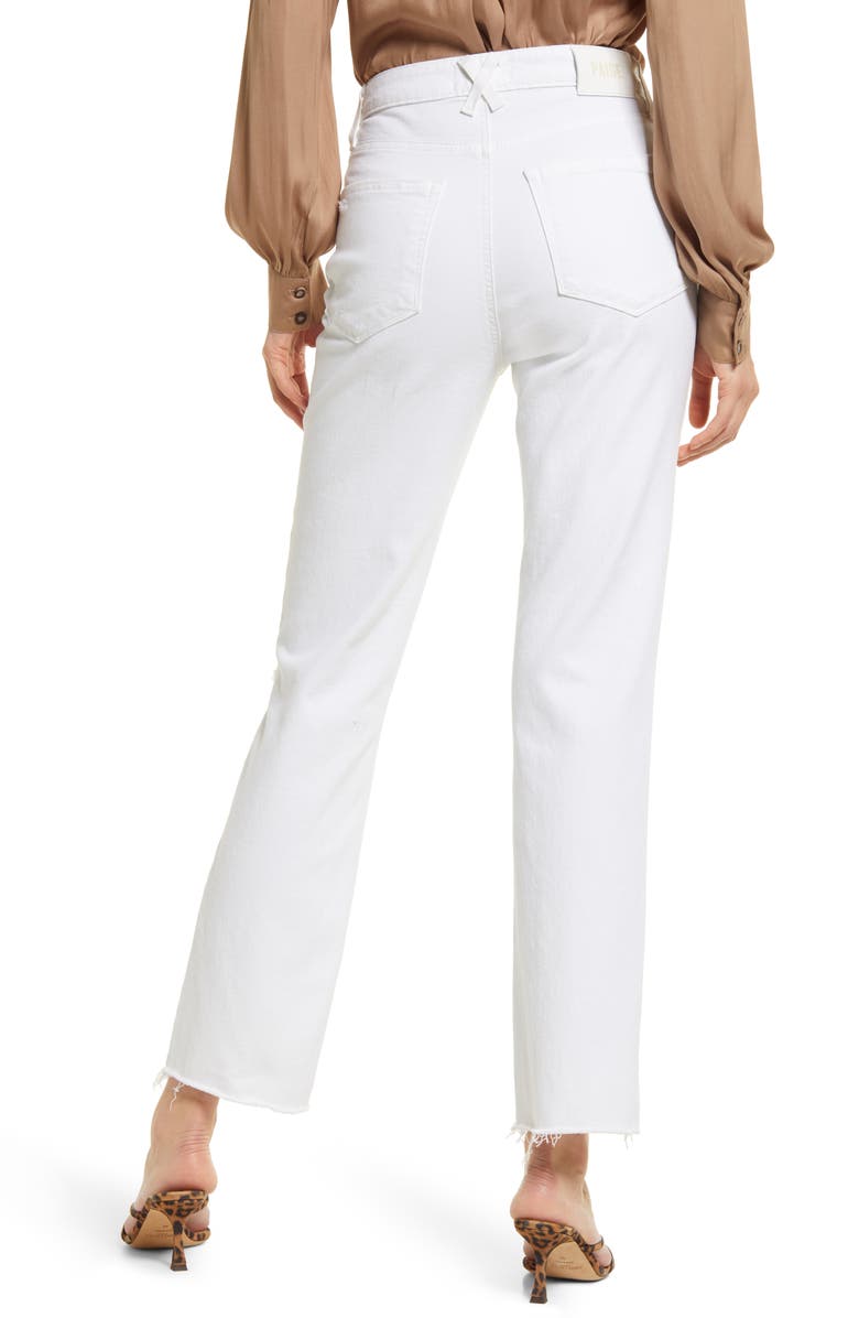 PAIGE Noella Ripped High Waist Straight Leg Jeans, Alternate, color, Soft Ecru Destructed