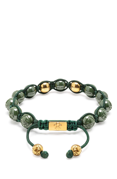 Green Ceramic Gold Beaded Bracelet