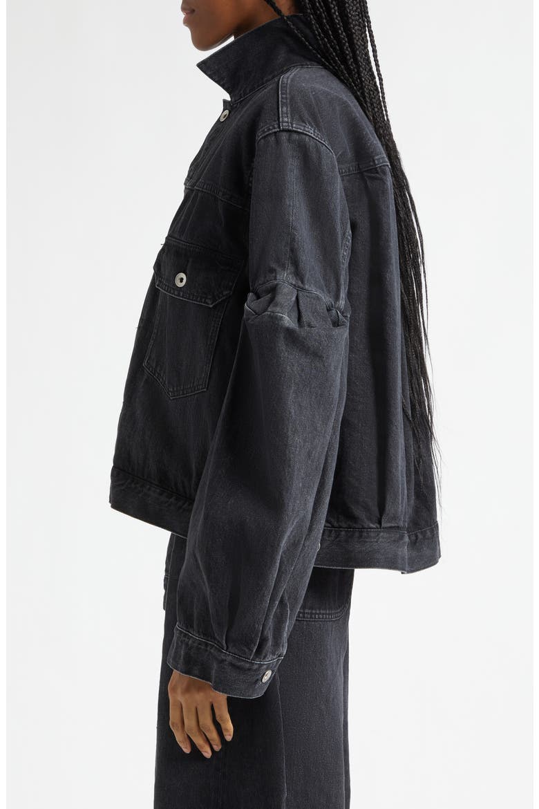 Balloon Sleeve Denim Jacket, Alternate, color, BLACK