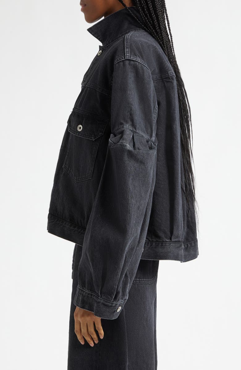 Sacai Balloon Sleeve Denim Jacket, Alternate, color, Black