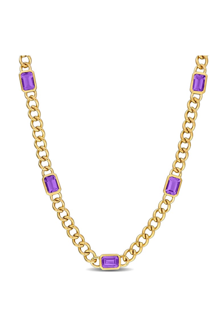 Birthstone Curb Link Station Necklace 14k, Main, color, Amethyst