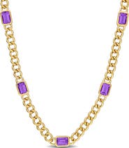 Julianna B. Birthstone Curb Link Station Necklace 14k
