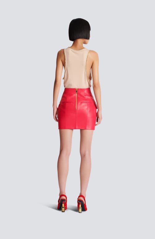 Balmain 4-button Leather Mini Skirt