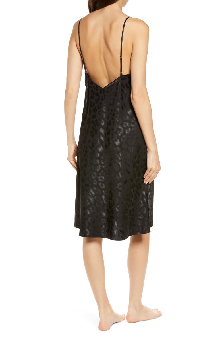 Decadence Print Satin Nightgown, Alternate, color, BLACK