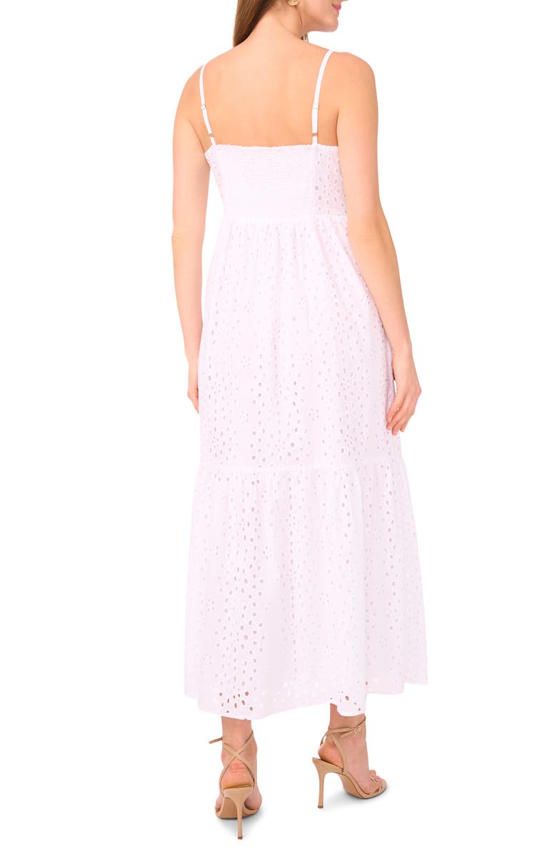 CeCe Eyelet Cotton Midi Sundress, Alternate, color, Ultra White