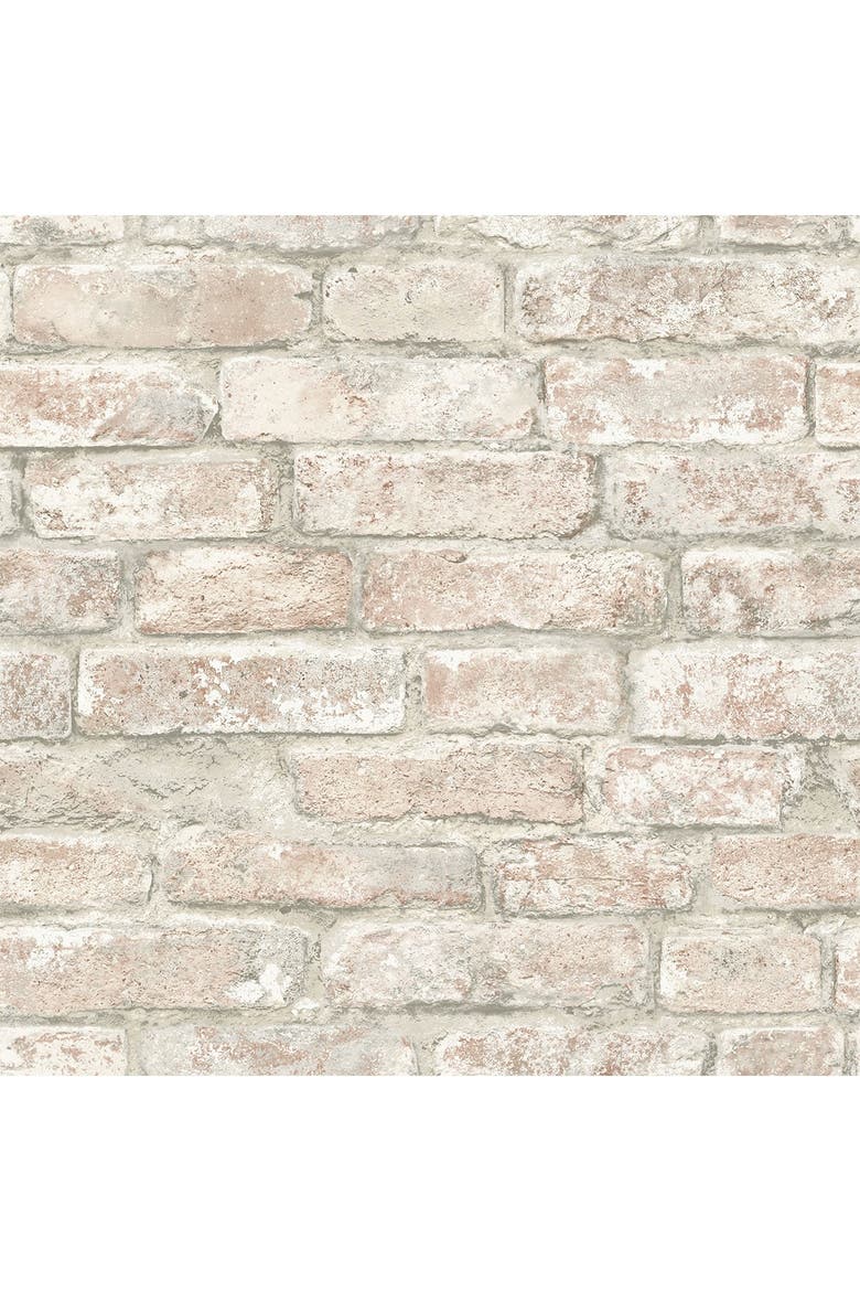 White Washed Denver Brick Peel & Stick Wallpaper, Main, color, BROWN