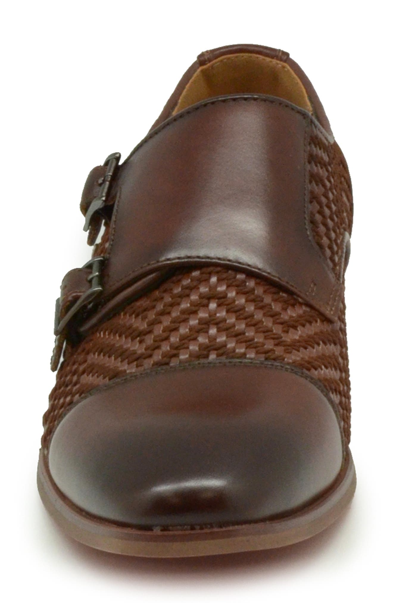 Wakefield Double Monk Strap Shoe, Alternate, color, BROWN