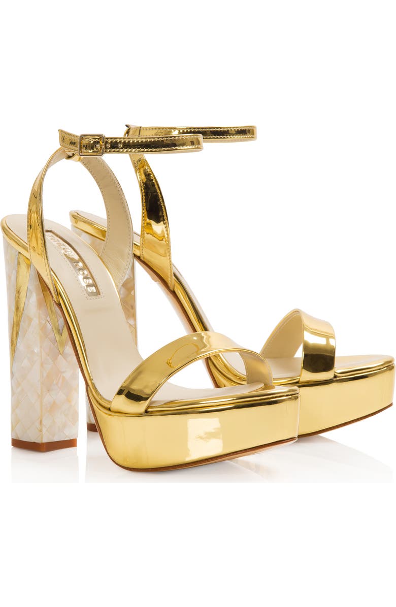 Freya Rose Tyra Ankle Strap Pearl Heel Sandal, Alternate, color, Gold