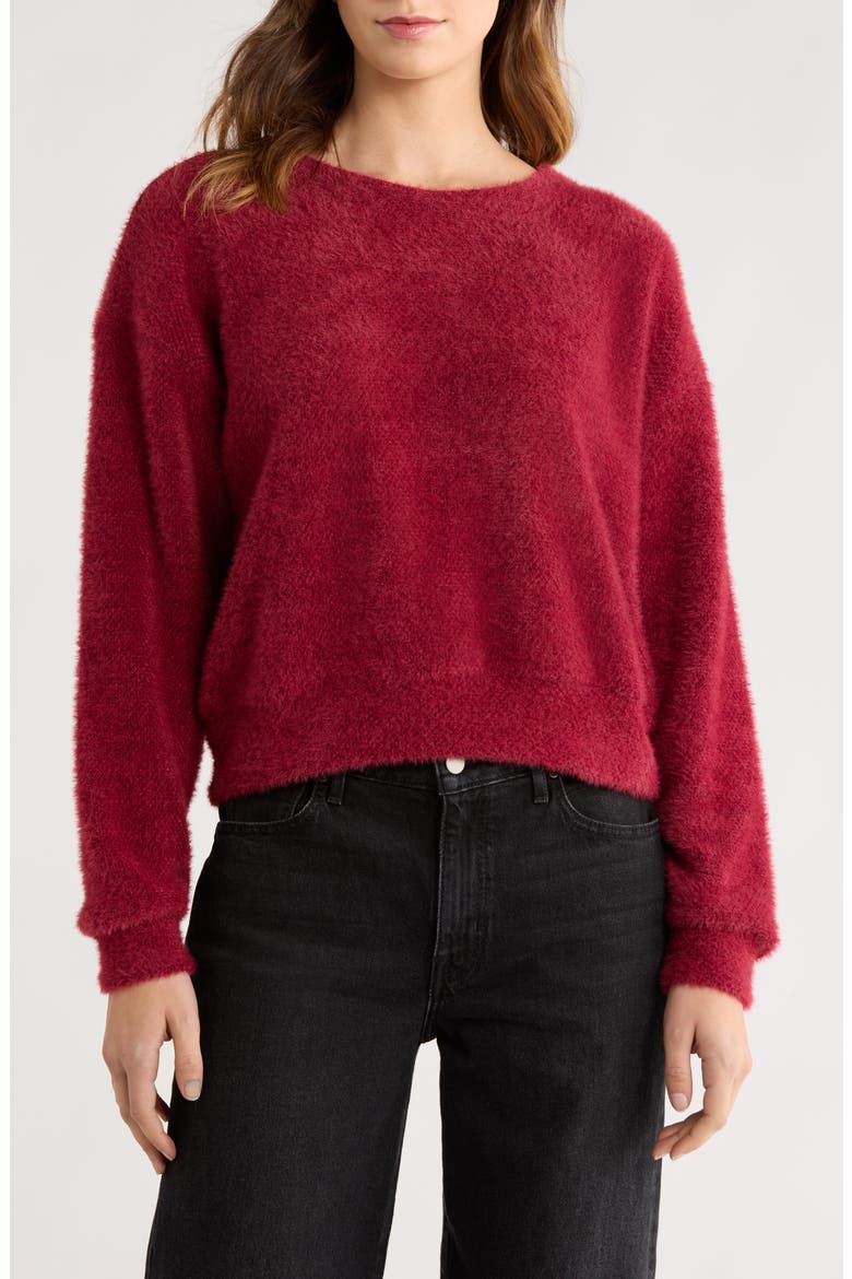 Fallon Fuzzy Crewneck Sweater, Main, color, CHERRY ON TOP RED