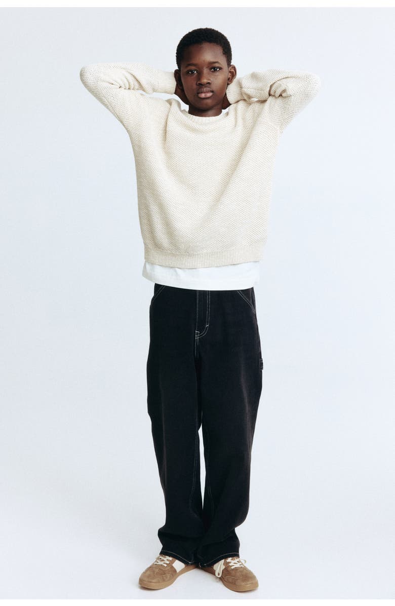 H&M Loose Fit Carpenter Jeans, Alternate, color, Denim Black
