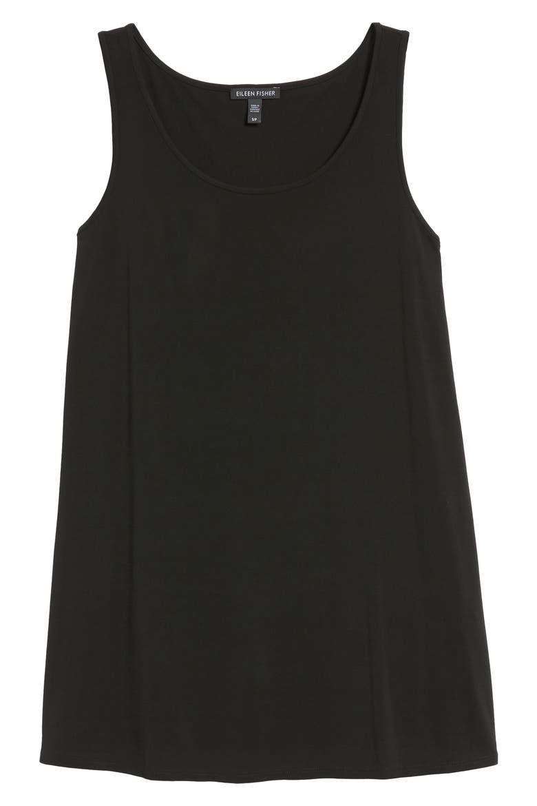 Scoop Neck Silk Tunic, Alternate, color, BLACK