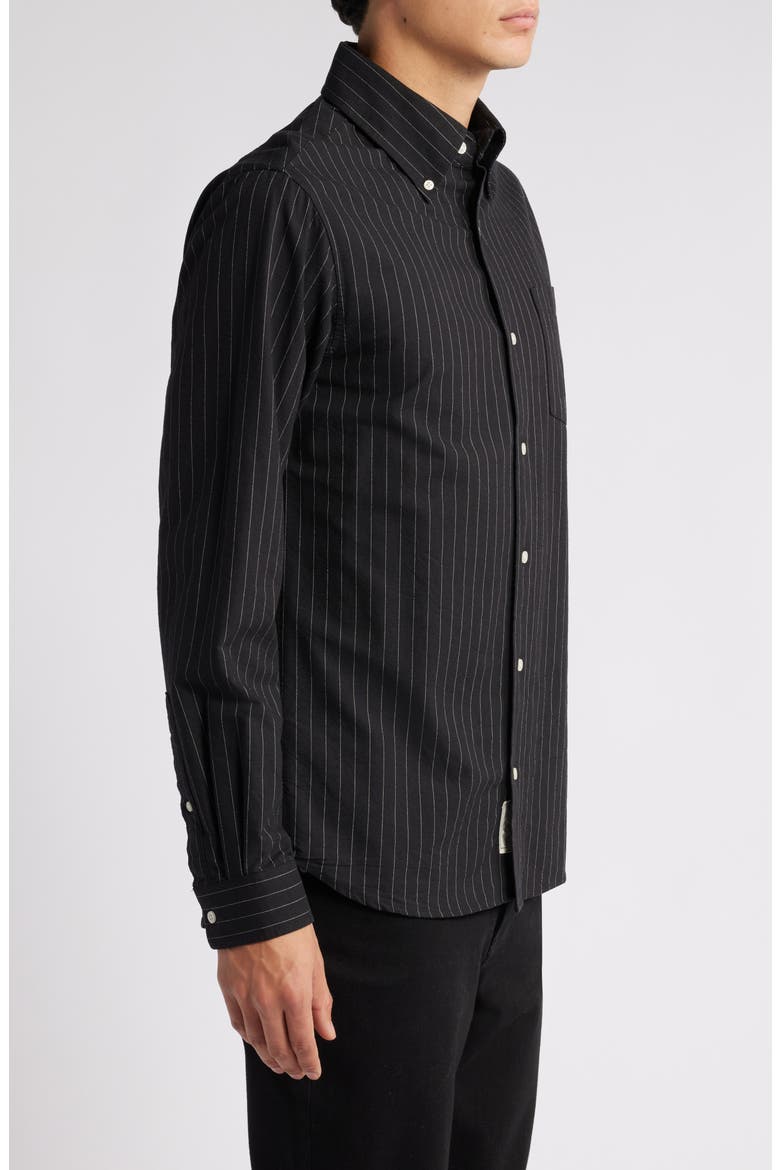 Stripe Button-Down Shirt, Alternate, color, BLACK