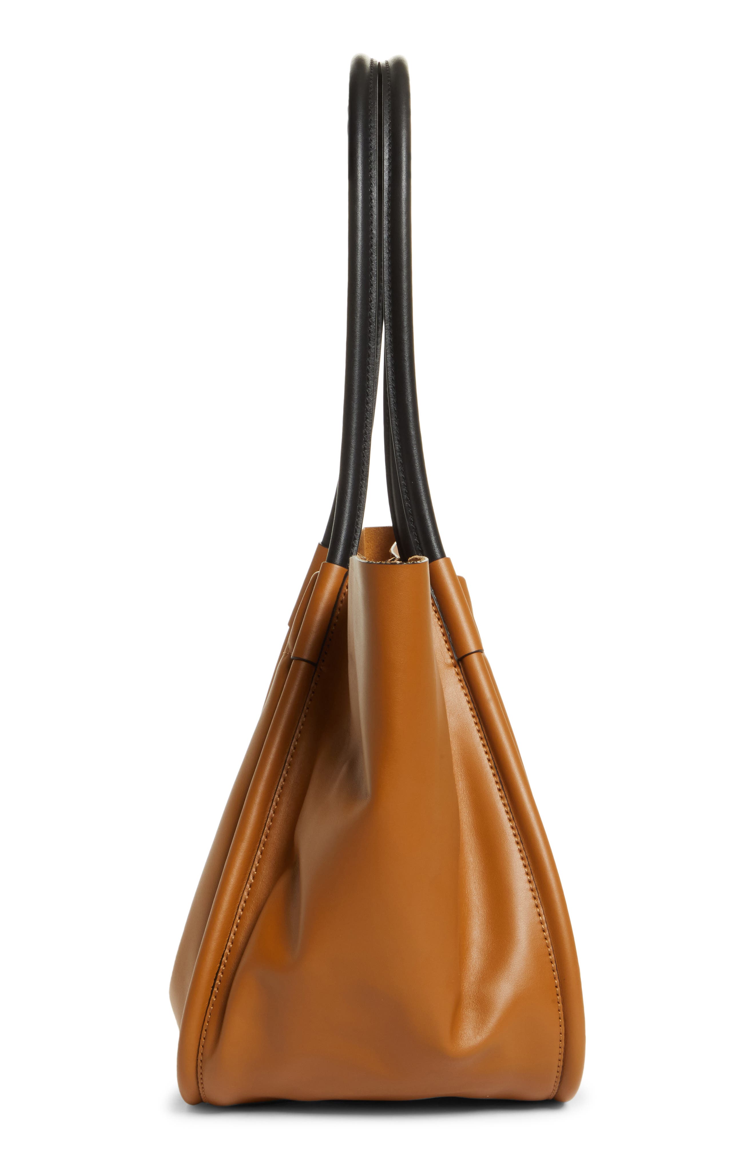 Large Ruched Leather Tote, Alternate, color, PUMPKIN SPICE