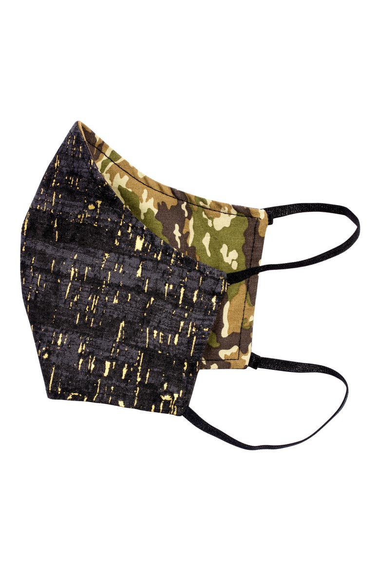 Love Adult Contoured Reversible Face Mask, Main, color, CAMO GREEN/ CORK BLACK
