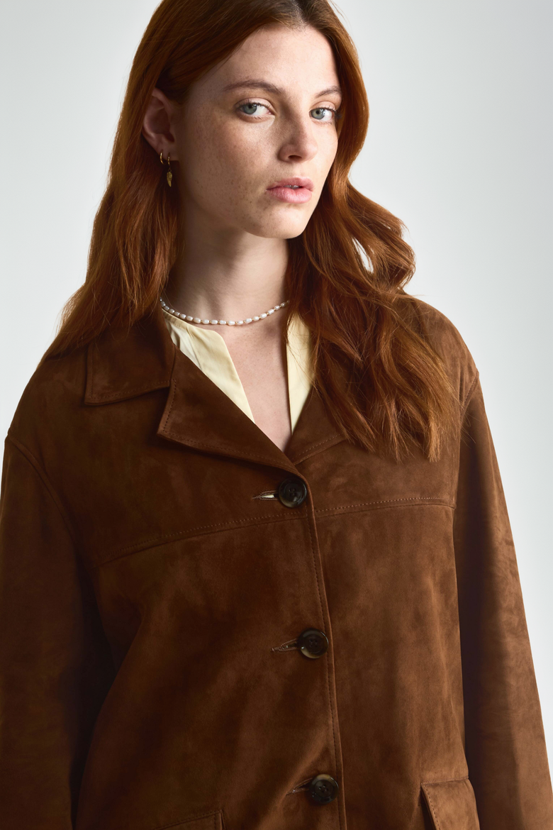 Dahlia Suede Shirt Jacket, Alternate, color, Brown