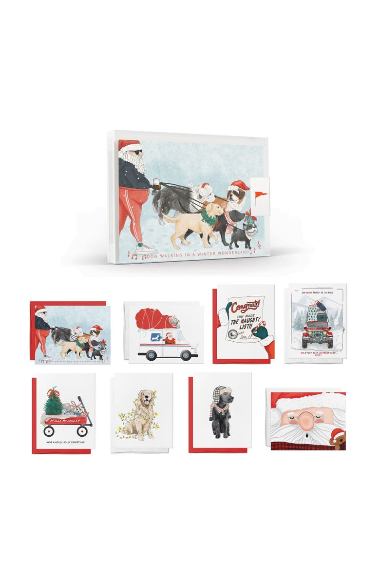 Ramus & Co Holiday/Christmas Santa & Dogs Assorted Set of Greeting Cards, Main, color, Multi-Pack