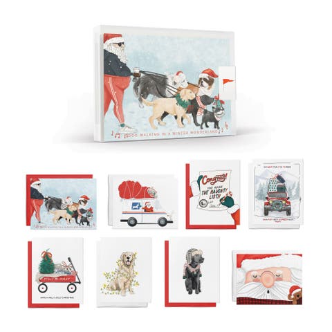 Holiday/Christmas Santa & Dogs Assorted Set of Greeting Cards (8 ct.)