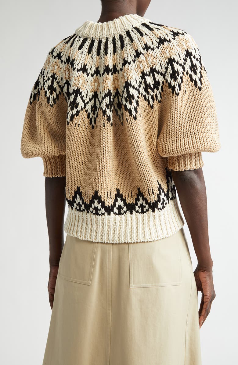 Altuzarra Marty Fair Isle Mako Cotton Sweater, Alternate, color, Ivory Fairisle