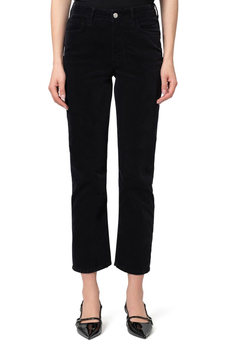 New York High Waist Ankle Straight Leg Velvet Pants, Main, color, BLACK VELVET
