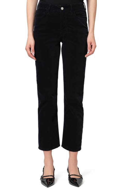New York High Waist Ankle Straight Leg Velvet Pants