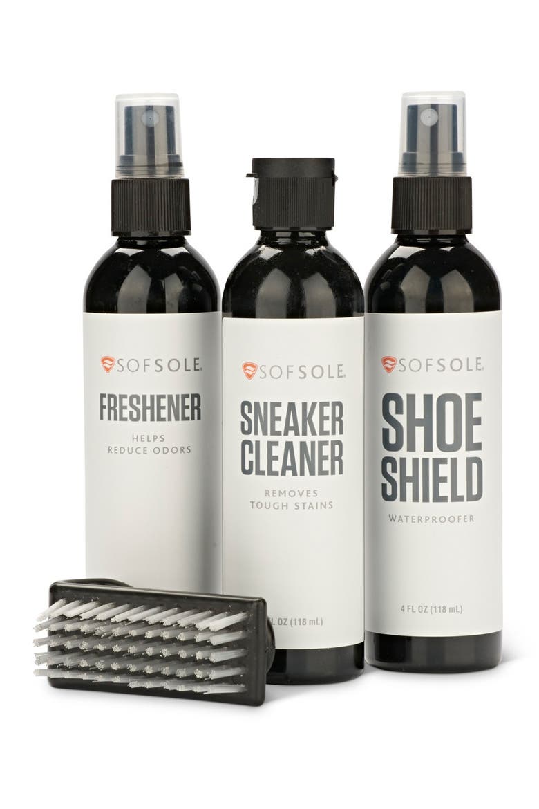 Sneaker Care 4-Piece Set, Main, color, BLACK