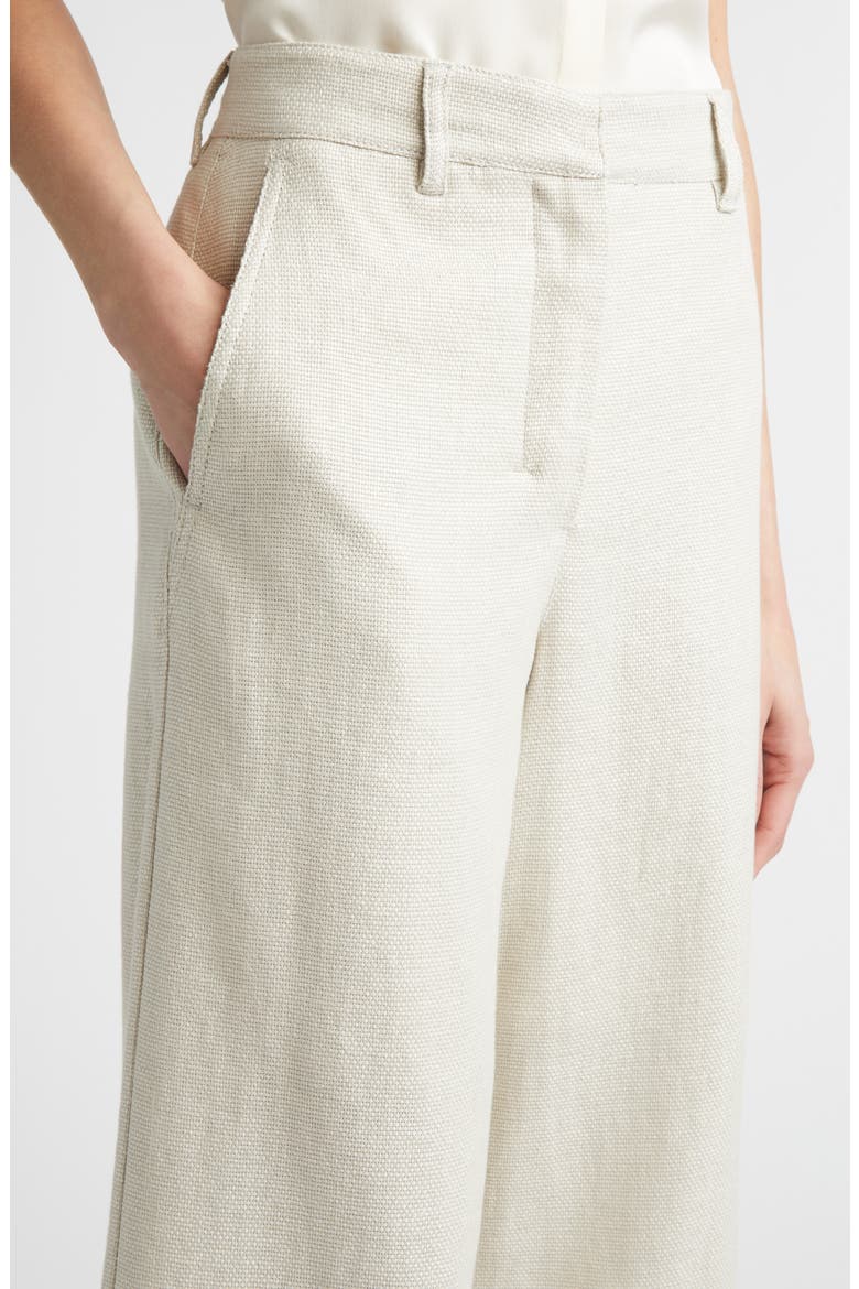 Abissi Stretch Linen & Cotton Wide Leg Ankle Pants, Alternate, color, IVORY