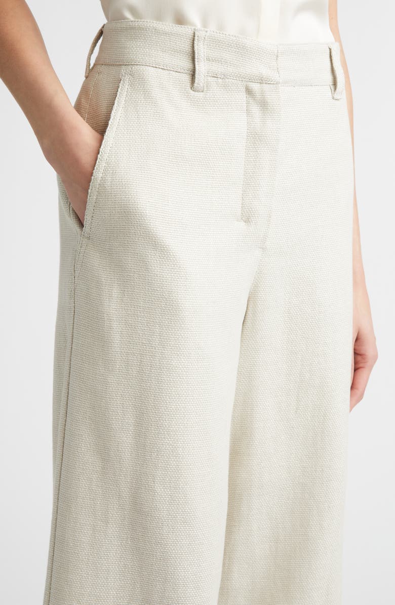 Max Mara Abissi Stretch Linen & Cotton Wide Leg Ankle Pants, Alternate, color, Ivory