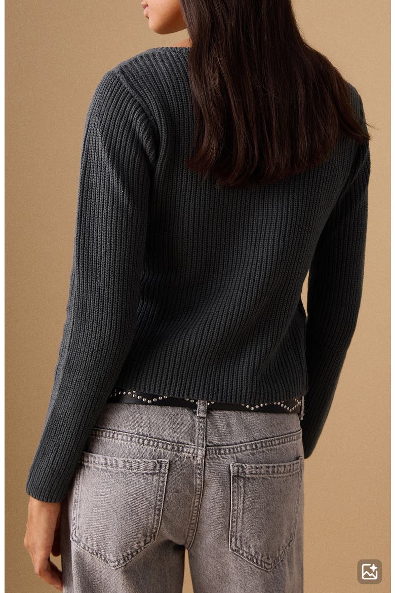 Cotton Blend Button-Up Cardigan, Alternate, color, CHARCOAL