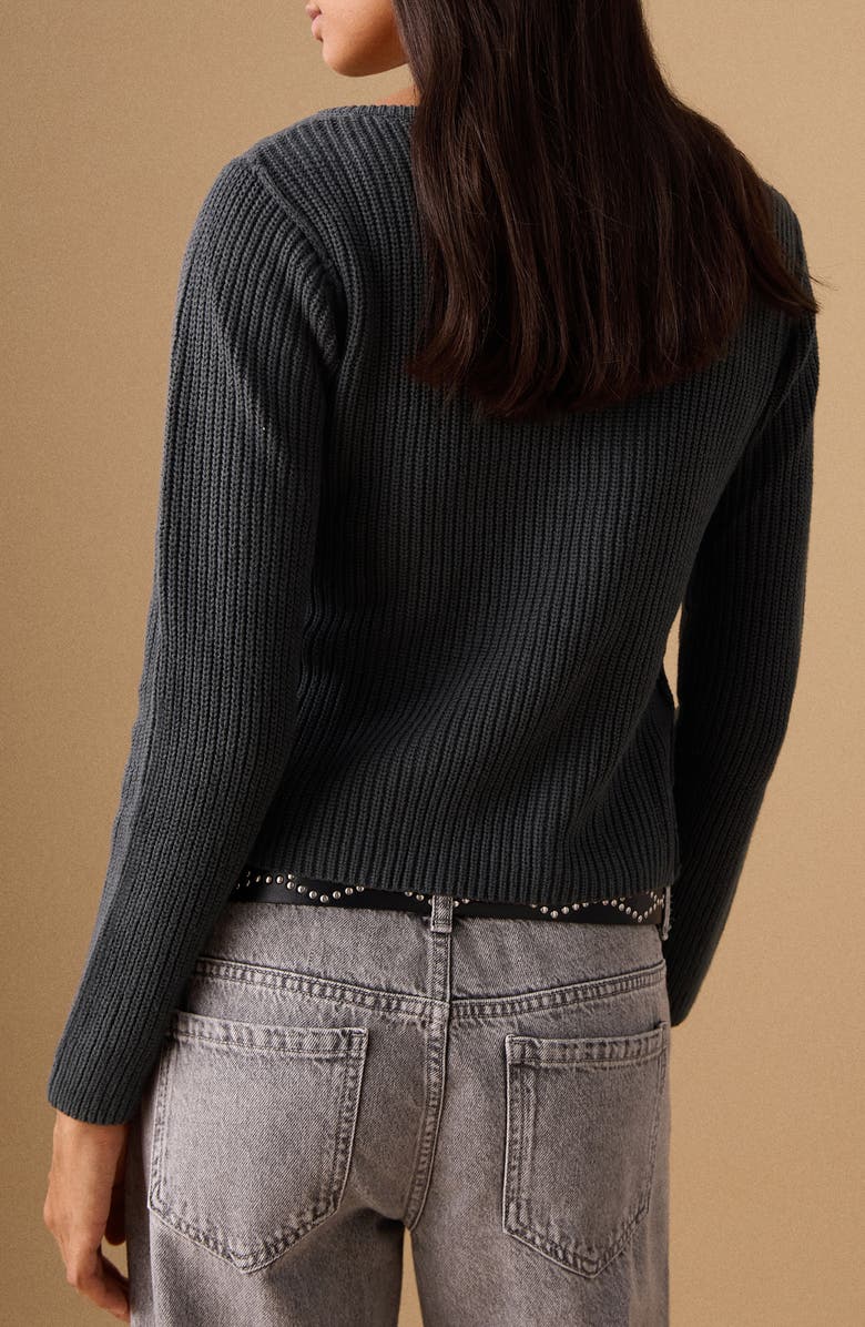 MANGO TEEN Cotton Blend Button-Up Cardigan, Alternate, color, Charcoal