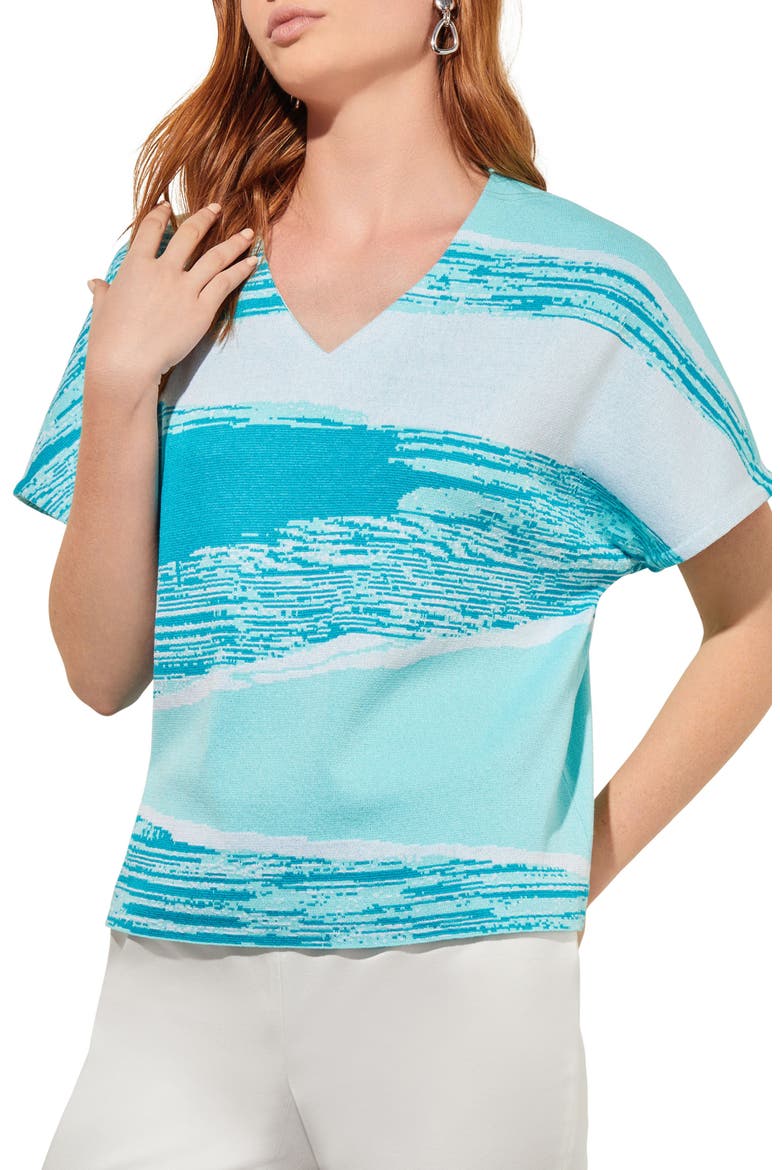 Short Sleeve Knit Top, Alternate, color, OCEANFRONT/ BERMUDA/ WHITE