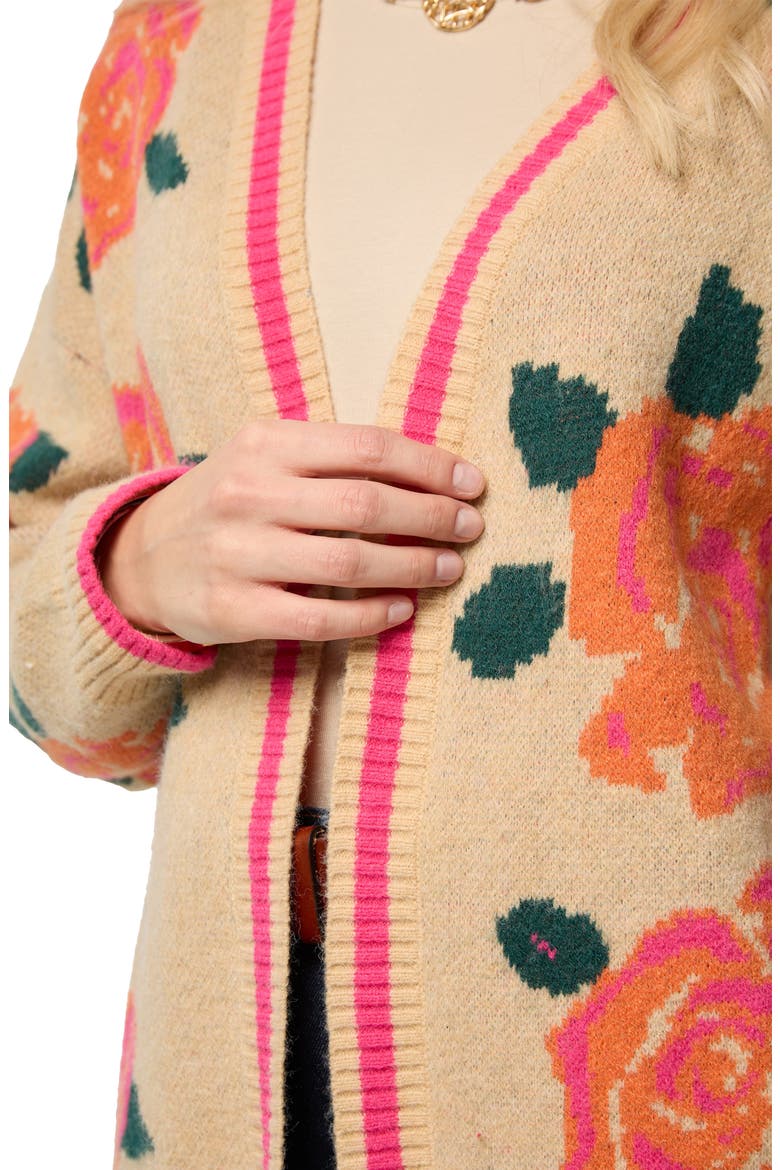Rose Motif Cardigan, Alternate, color, NATURAL