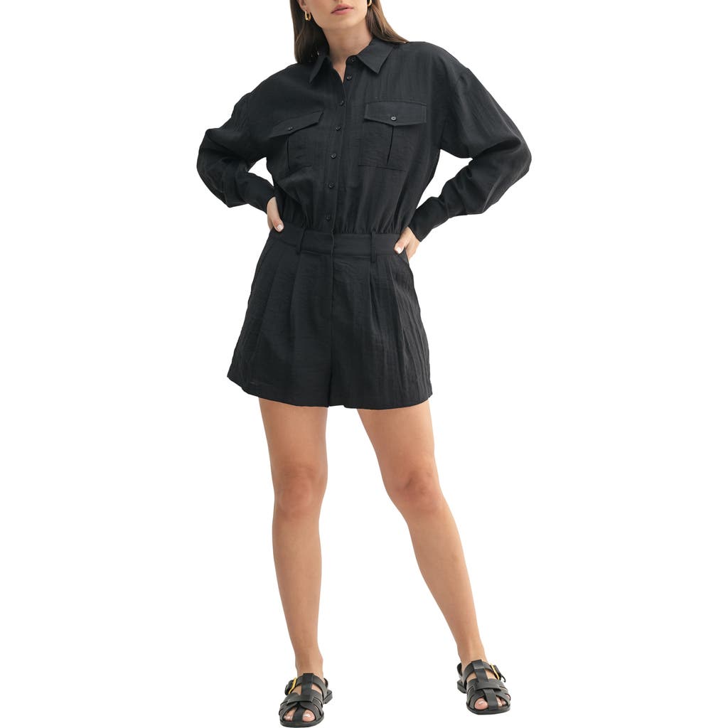 Mila Mae Long Sleeve Romper In Black