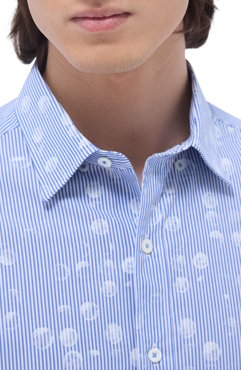 Bugatchi Karl Stripe & Dot Print Cotton Button-Up Shirt, Alternate, color, Classic Blue