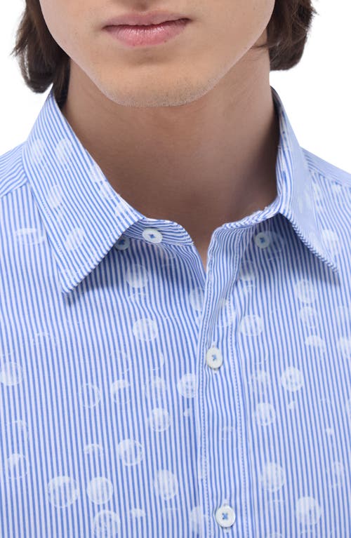 Bugatchi Karl Stripe & Dot Print Cotton Button-up Shirt In Classic Blue