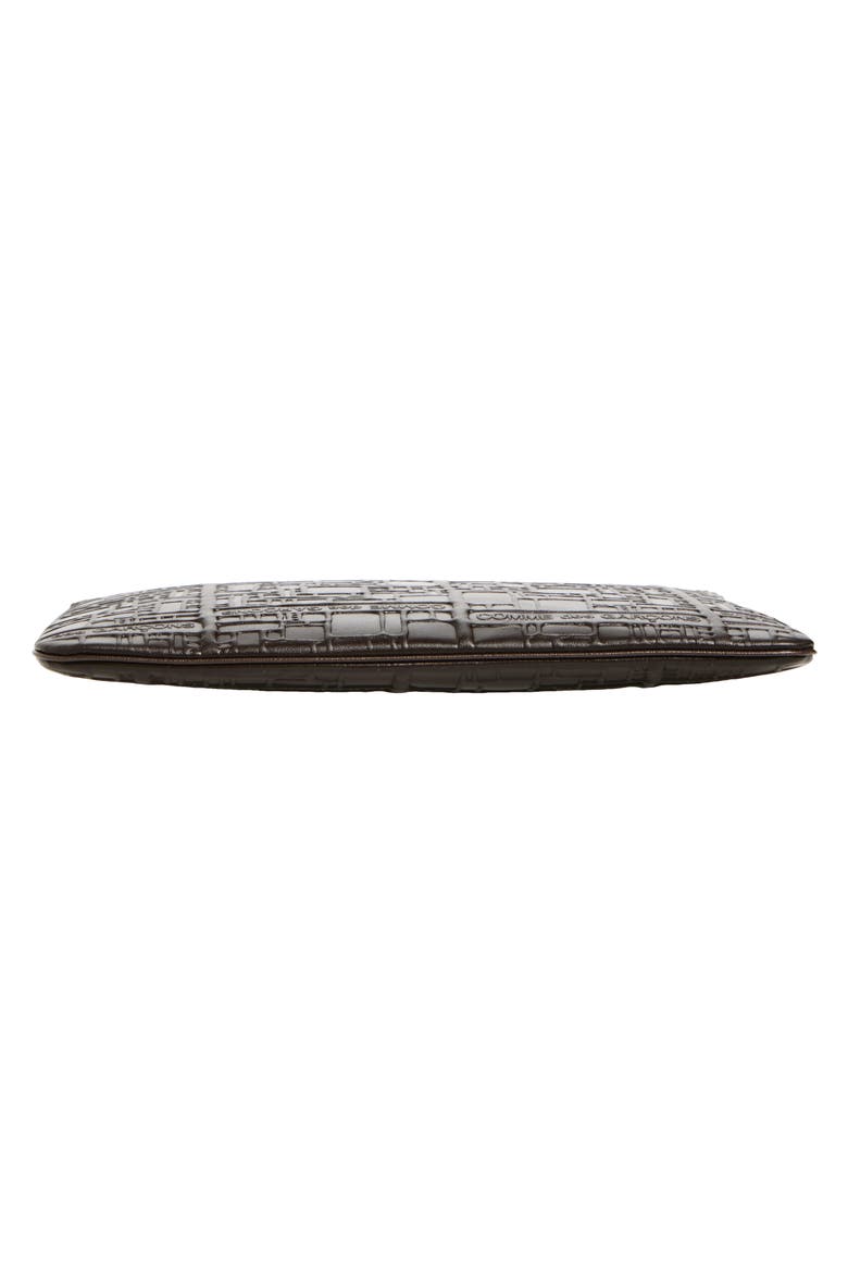 Embossed Logo Leather Pouch, Alternate, color, BROWN