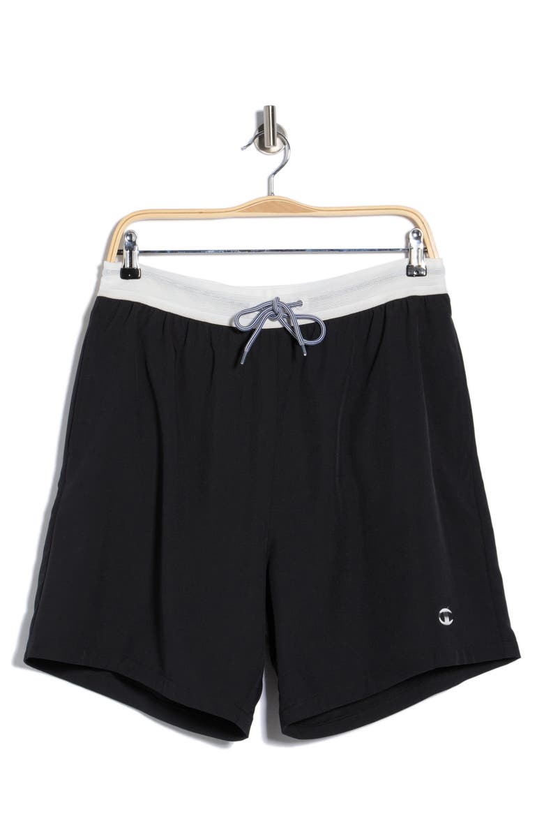 Champion Webbed Elastic Swim Shorts, Main, color, Black