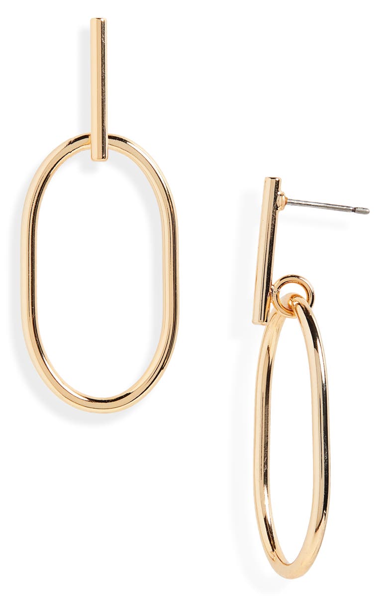 Halogen<sup>®</sup> Oval Frontal Hoop Earrings, Main, color,