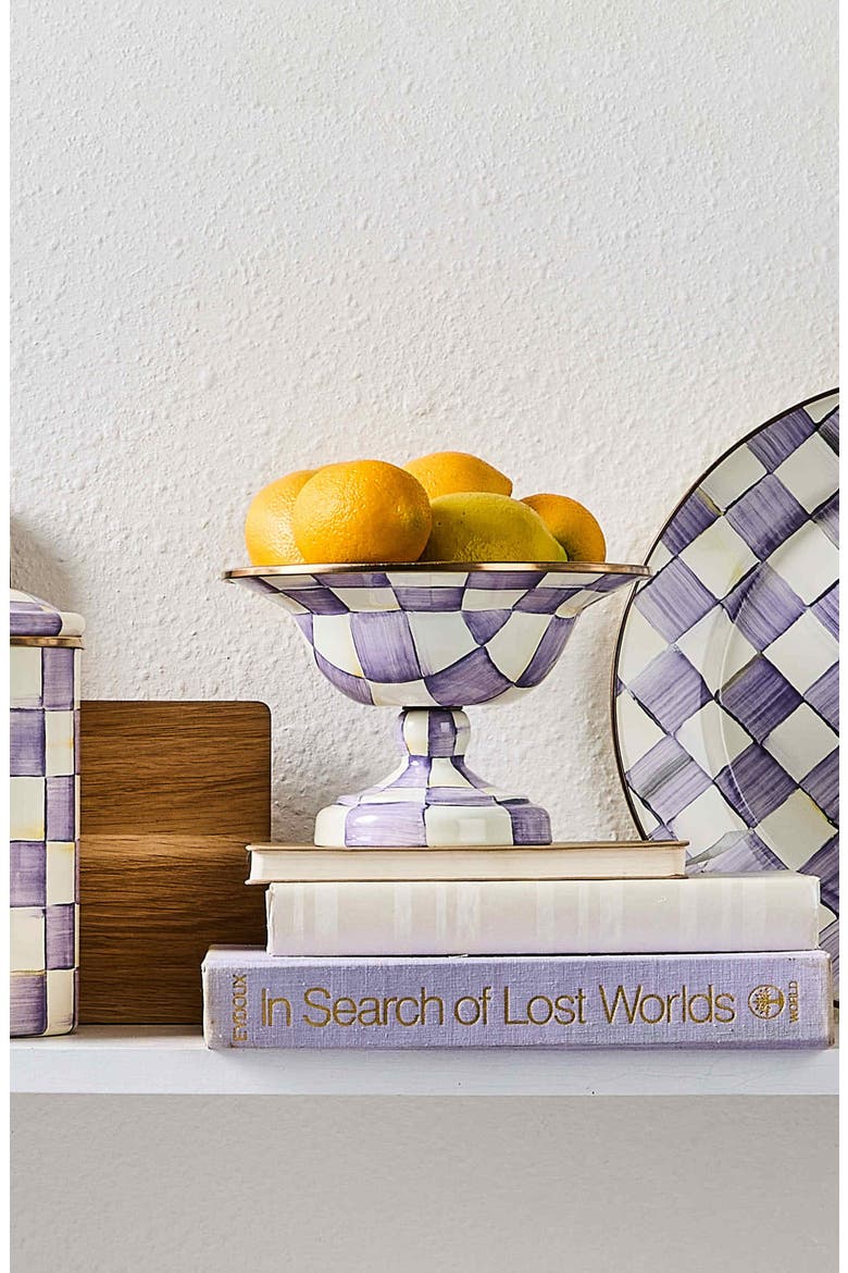 Violet Check Small Compote Bowl, Alternate, color, VIOLET