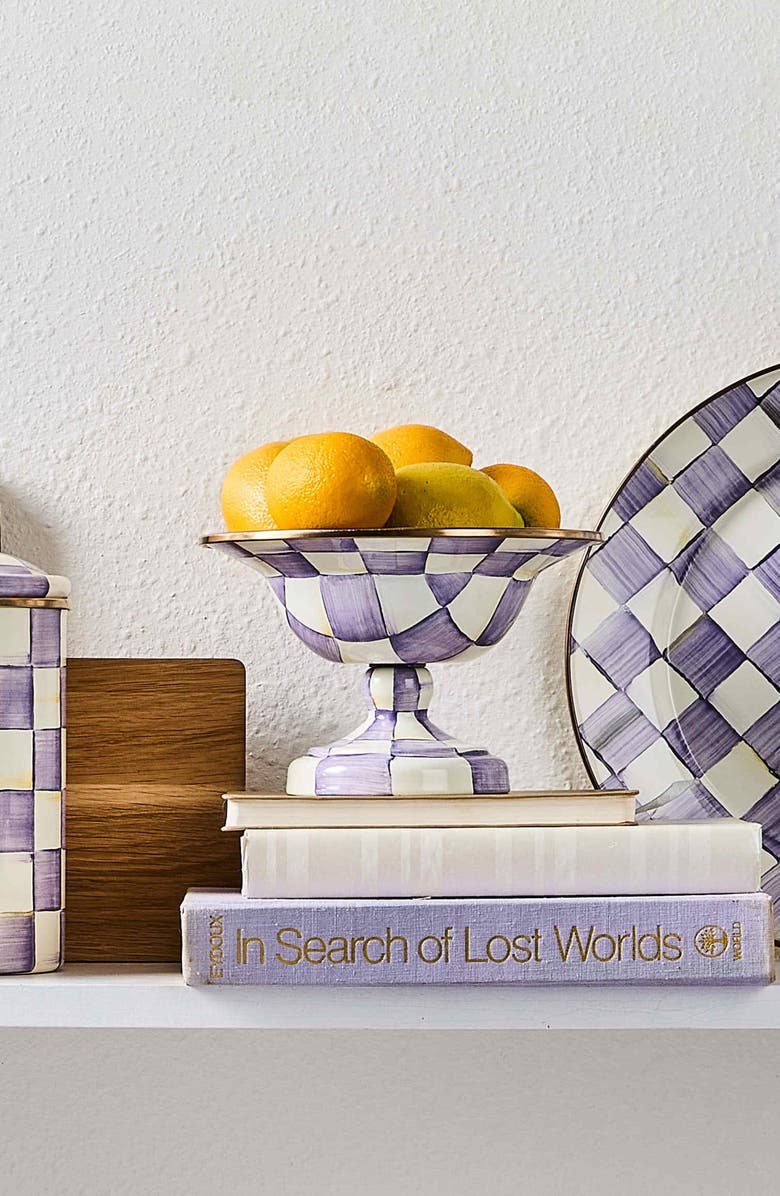 MACKENZIE CHILDS Violet Check Small Compote Bowl, Alternate, color, Violet