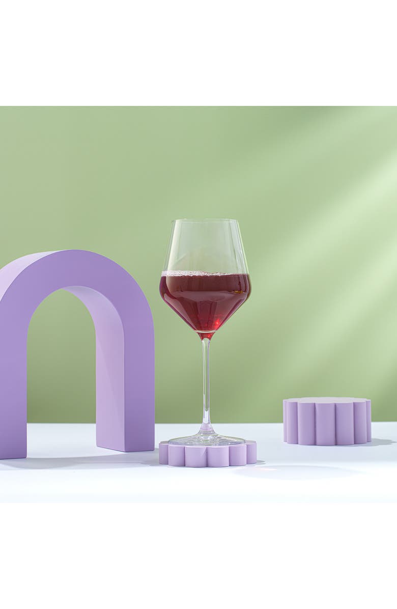 JoyJolt Layla White Set of 4 Stemmed Red Glasses, Alternate, color, Clear