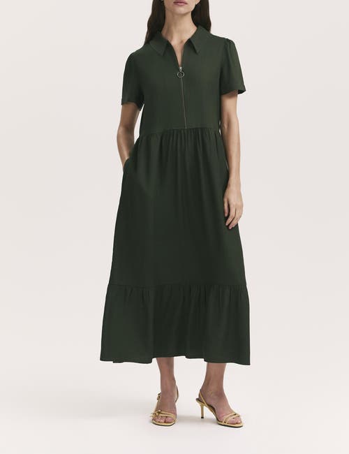 Finery London Orion Zip Front Midi Shirt Dress In Brown