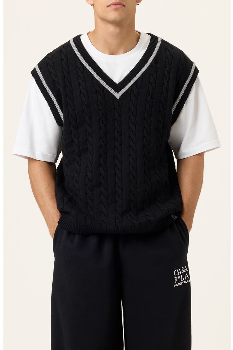 Gender Inclusive Baseline Cable Stitch Sweater Vest, Main, color, BLACK / ULTIMATE GRAY