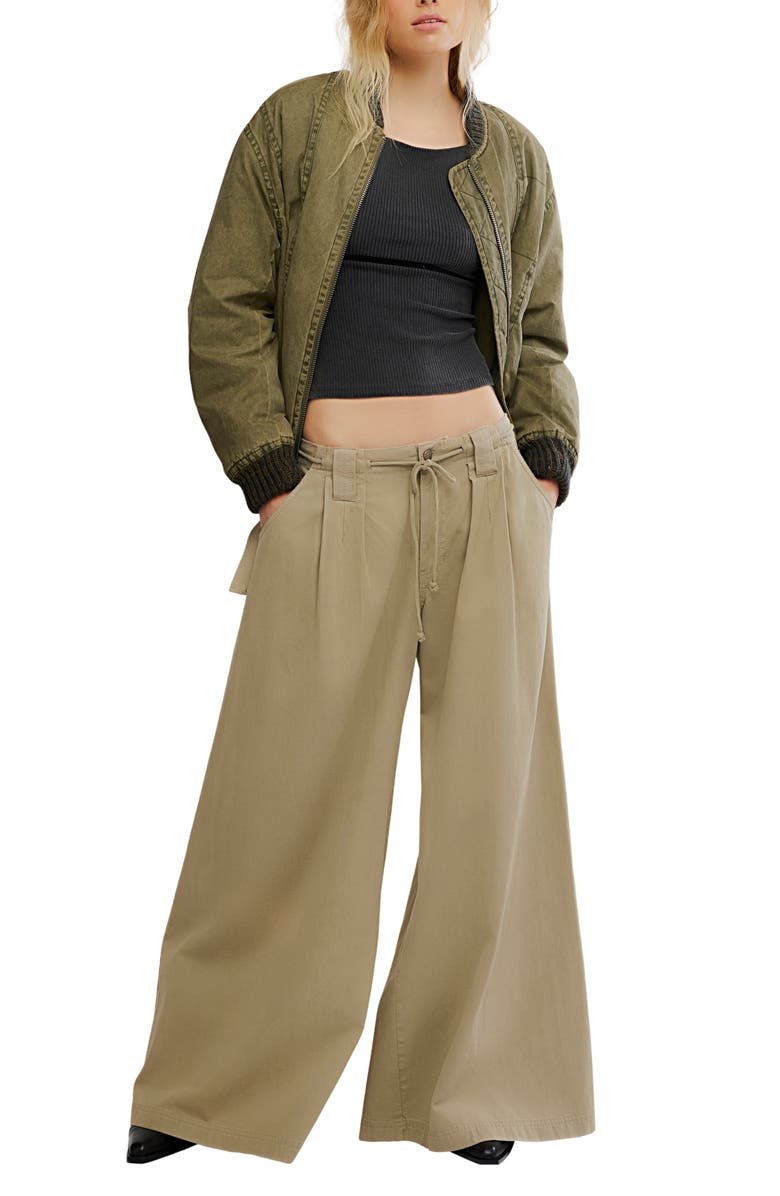 Free People Julien Wide Leg Chino Pants, Alternate, color, Chinchilla