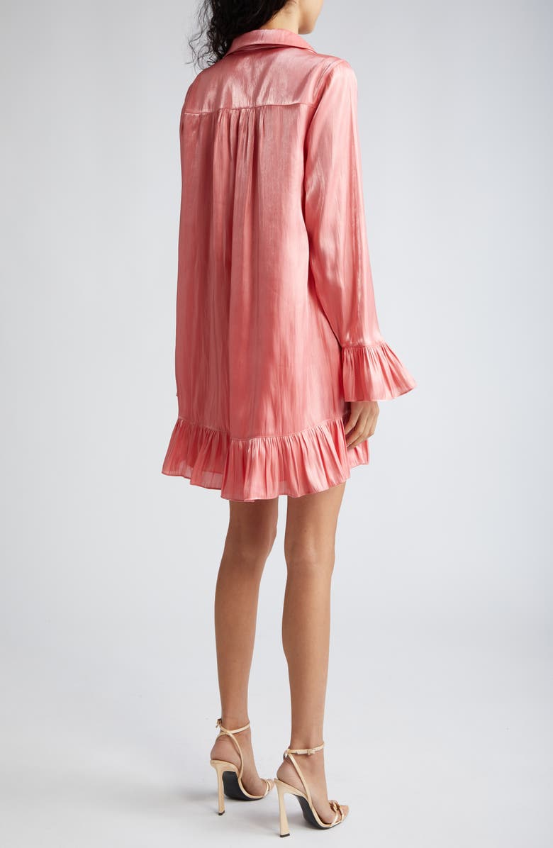 Cinq à Sept Iva Metallic Tie Neck Long Sleeve Shirtdress, Alternate, color, 