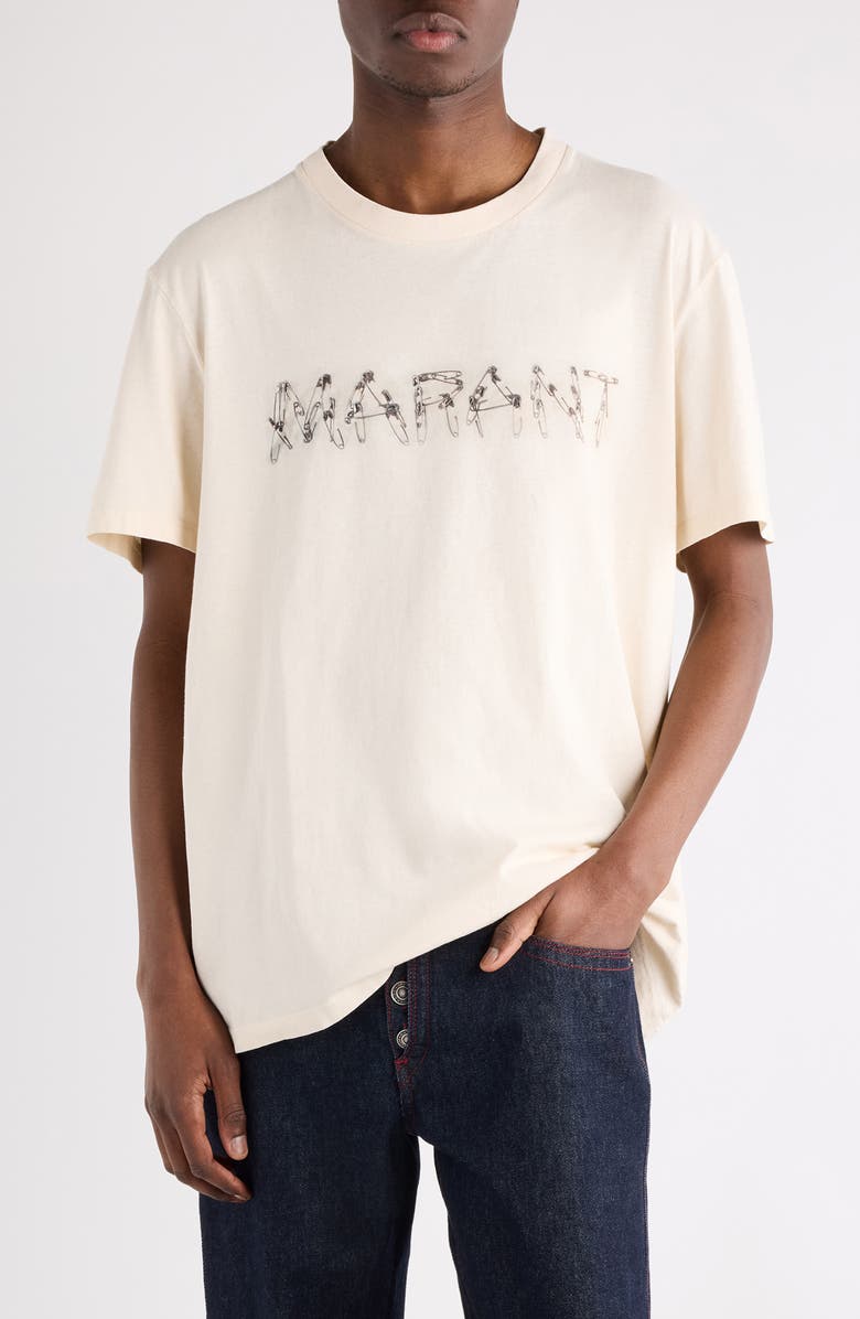 Isabel Marant Honore Logo Graphic T-Shirt, Main, color, Ecru