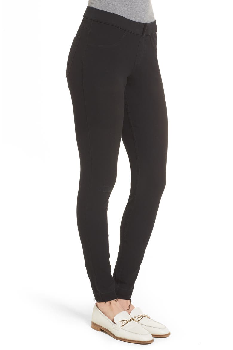 Selvedge Edge Denim Leggings, Alternate, color, BLACK