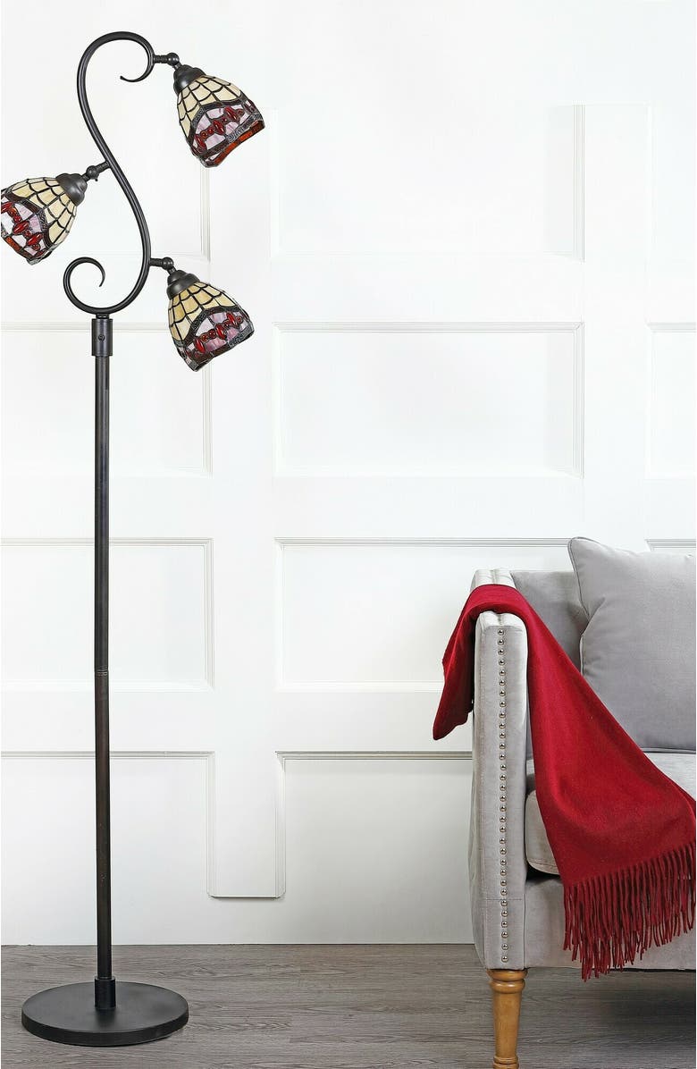 JONATHAN Y Walker Tiffany-Style 70.5" Multi-Light LED Floor Lamp, Bronze, Alternate, color, Bronze