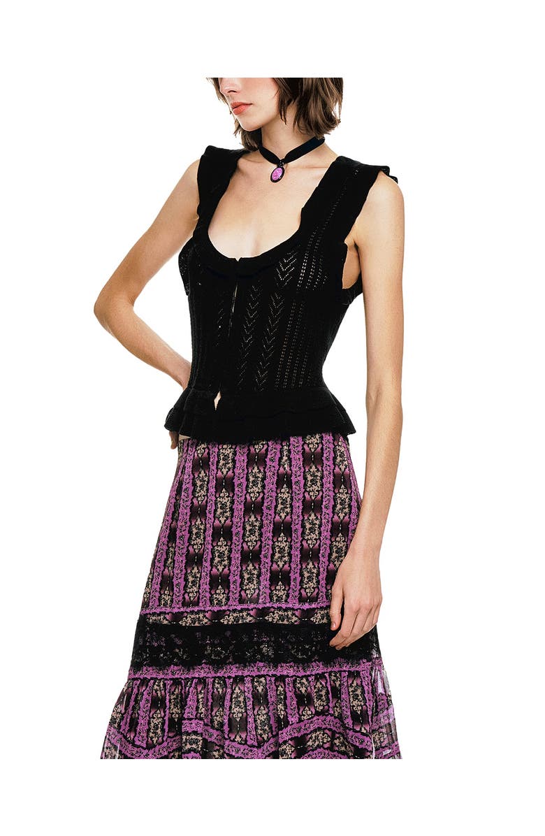 Anna Sui Victorian Pointelle Camisole, Alternate, color, Black